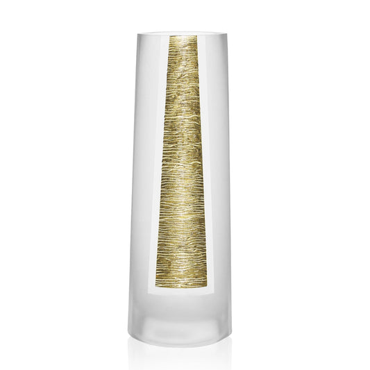 10.5 Mouth Blown Hand Decorated Standard Gold Vase W2B