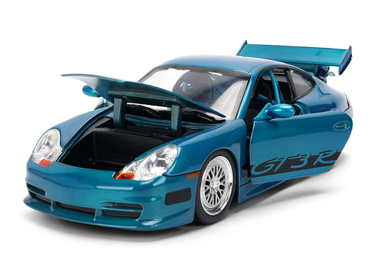 Porsche 911 GT3 RS (996) Blue Color Brush Finish "Fast Five" (2011) Movie "25 Years of Fast & Furious" Series 1/24 Diecast Model Car by Jada Jada