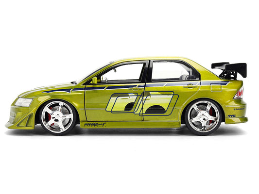 Brian's Mitsubishi Lancer Evolution VII Green Color Brush Finish "2 Fast 2 Furious" (2003) Movie "25 Years of Fast & Furious" Series1/24 Diecast Model Car by Jada Jada