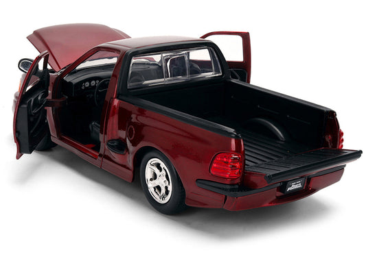 Ford F-150 SVT Lightning Pickup Truck Red Color Brush Finish "The Fast and the Furious" (2001) Movie "25 Years of Fast & Furious" Series 1/24 Diecast Model Car by Jada Jada