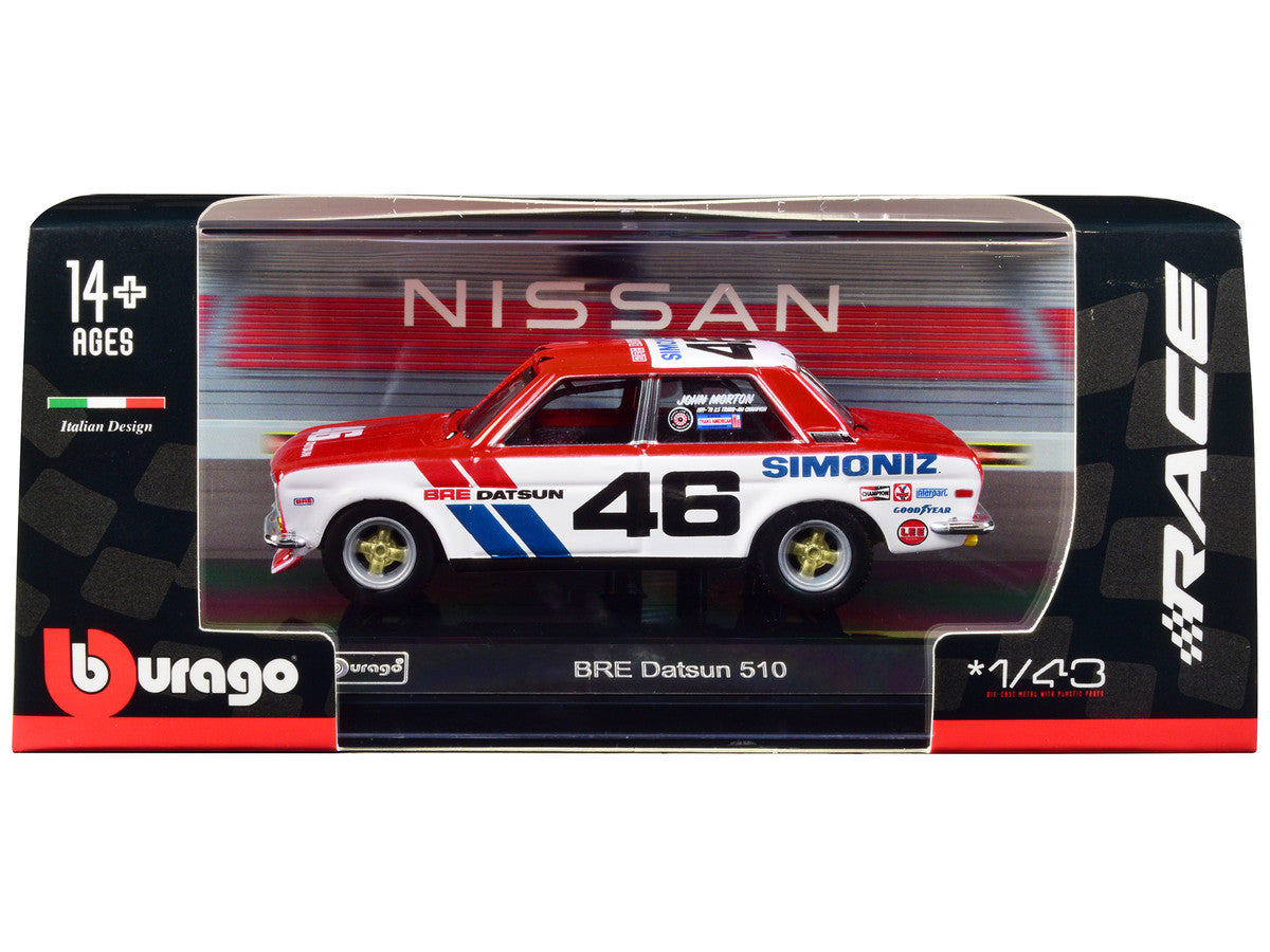 Datsun 510 #46 John Morton Red and White "BRE (Brock Racing Enterprises)" "Race" Series 1/43 Diecast Model Car by Bburago Bburago