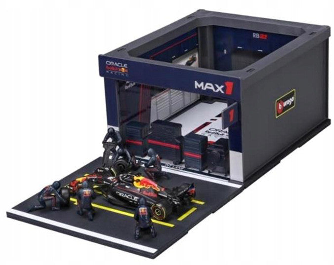 Red Bull Racing Pit Pass Diorama Set with RB21 #1 Max Verstappen "Formula One F1 World Championship" (2025) "Formula Racing" Series 1/43 Diecast Model by Bburago Bburago