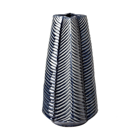Jumbo Prussian Blue and Silver Patterned Star Vase W2B