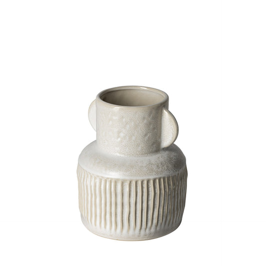 8" Whitewash Handled Textured Ceramic Vase W2B
