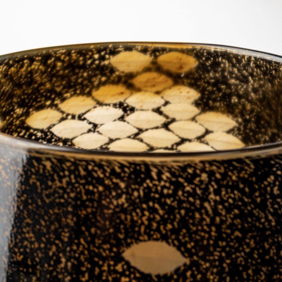 6" Black and Gold Artisan Bubble Glass Vase W2B