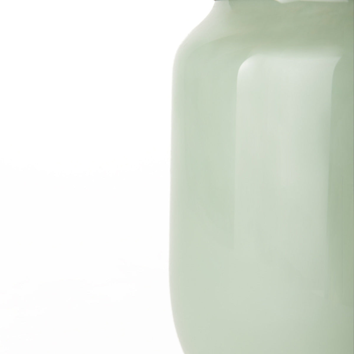 12" Smokey Green and Glass Rounded Oval Vase W2B