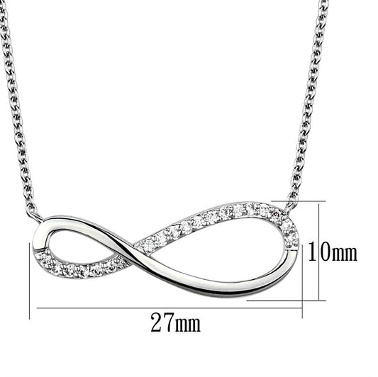 3W1033 - Rhodium Brass Chain Pendant with AAA Grade CZ in Clear-1