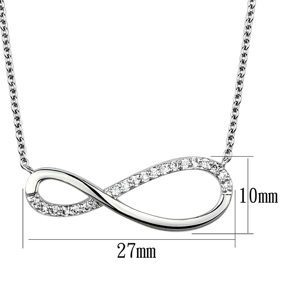 3W1033 - Rhodium Brass Chain Pendant with AAA Grade CZ in Clear-1