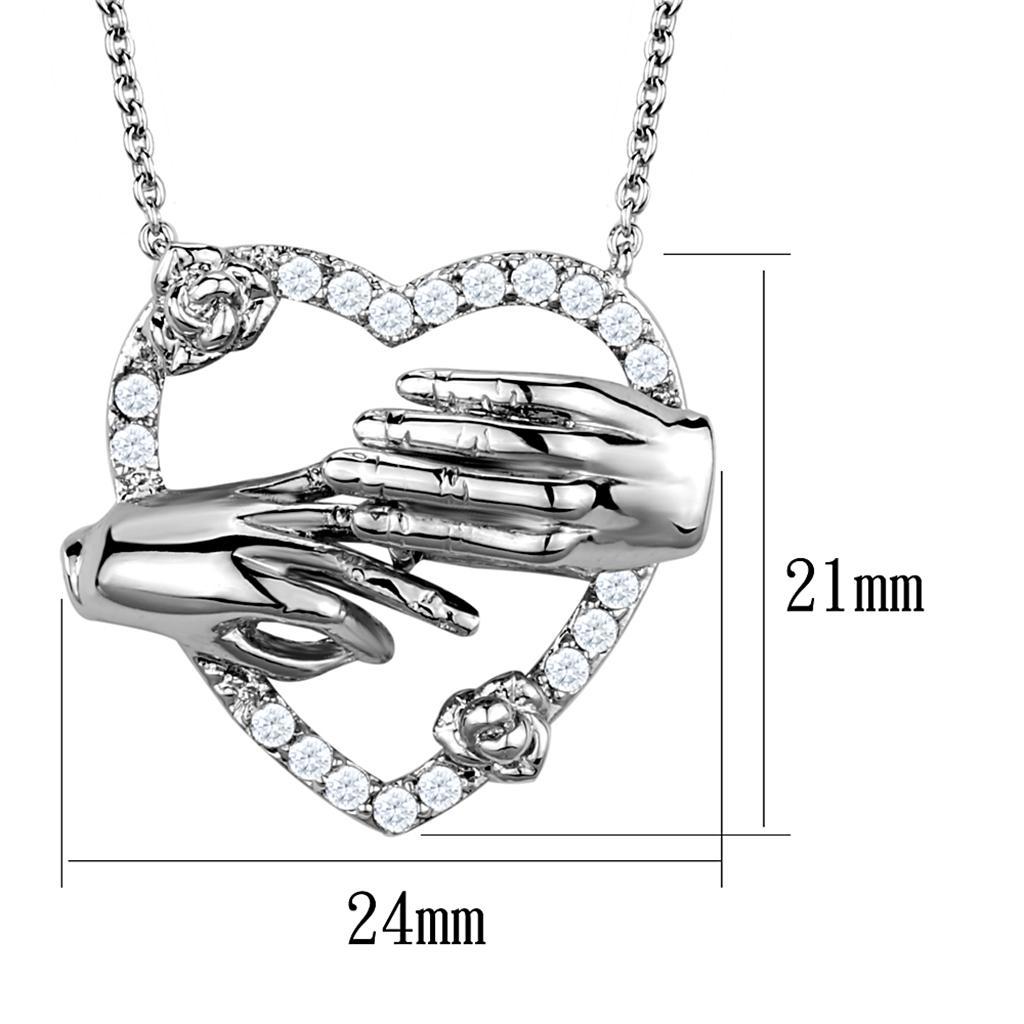 3W1034 - Rhodium Brass Chain Pendant with AAA Grade CZ in Clear-1