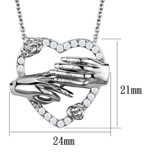 3W1034 - Rhodium Brass Chain Pendant with AAA Grade CZ in Clear-1