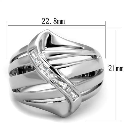 3W1077 - Rhodium Brass Ring with AAA Grade CZ in Clear-1