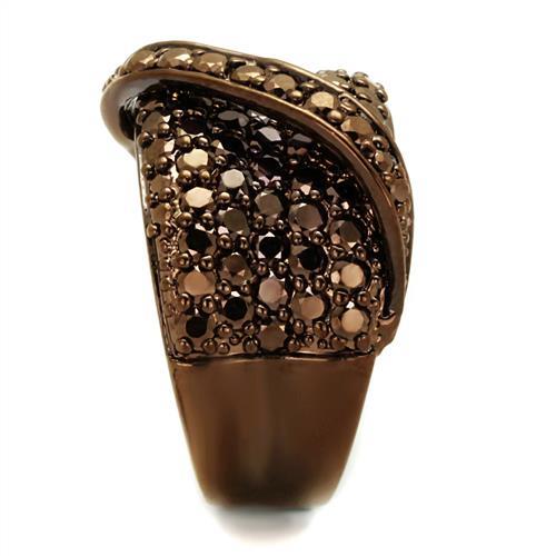 3W1098 - IP Coffee light Brass Ring with AAA Grade CZ in Light Coffee-3