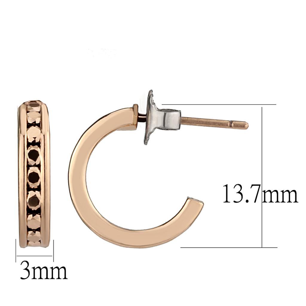 3W1142 - IP Rose Gold(Ion Plating) Brass Earrings with Top Grade Crystal in Metallic Light Gold-2