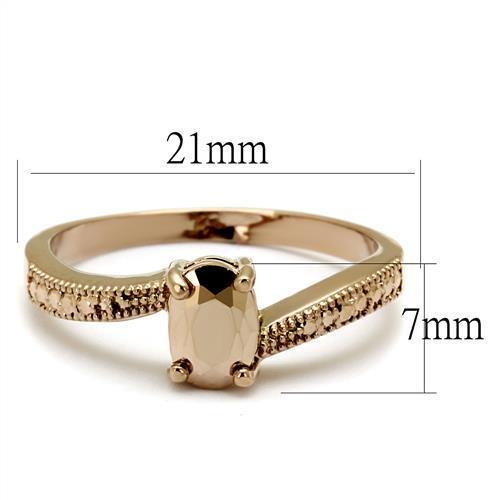 3W1201 - IP Rose Gold(Ion Plating) Brass Ring with AAA Grade CZ in Metallic Light Gold Alamode