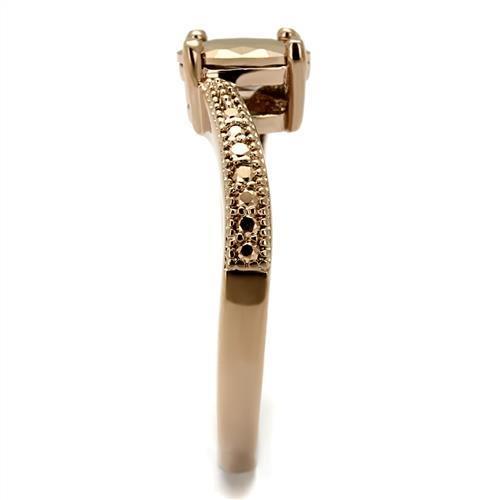 3W1201 - IP Rose Gold(Ion Plating) Brass Ring with AAA Grade CZ in Metallic Light Gold Alamode