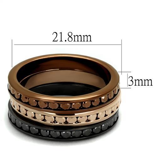 3W1208 - IP Rose Gold & IP Light Black & IP Light coffee Brass Ring with Top Grade Crystal in Multi Color-1