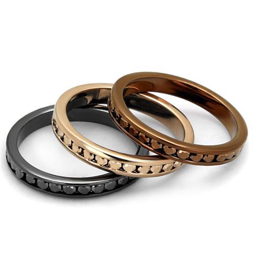 3W1208 - IP Rose Gold & IP Light Black & IP Light coffee Brass Ring with Top Grade Crystal in Multi Color-4