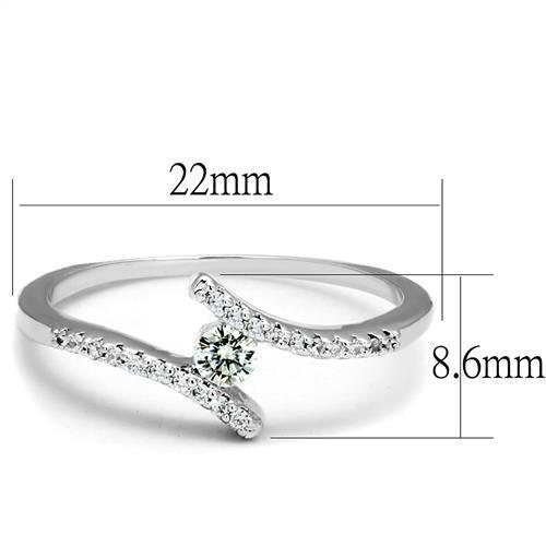 3W1237 - Rhodium Brass Ring with AAA Grade CZ in Clear-1