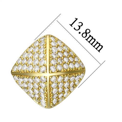 3W1323 - Gold Brass Earrings with AAA Grade CZ in Clear-1