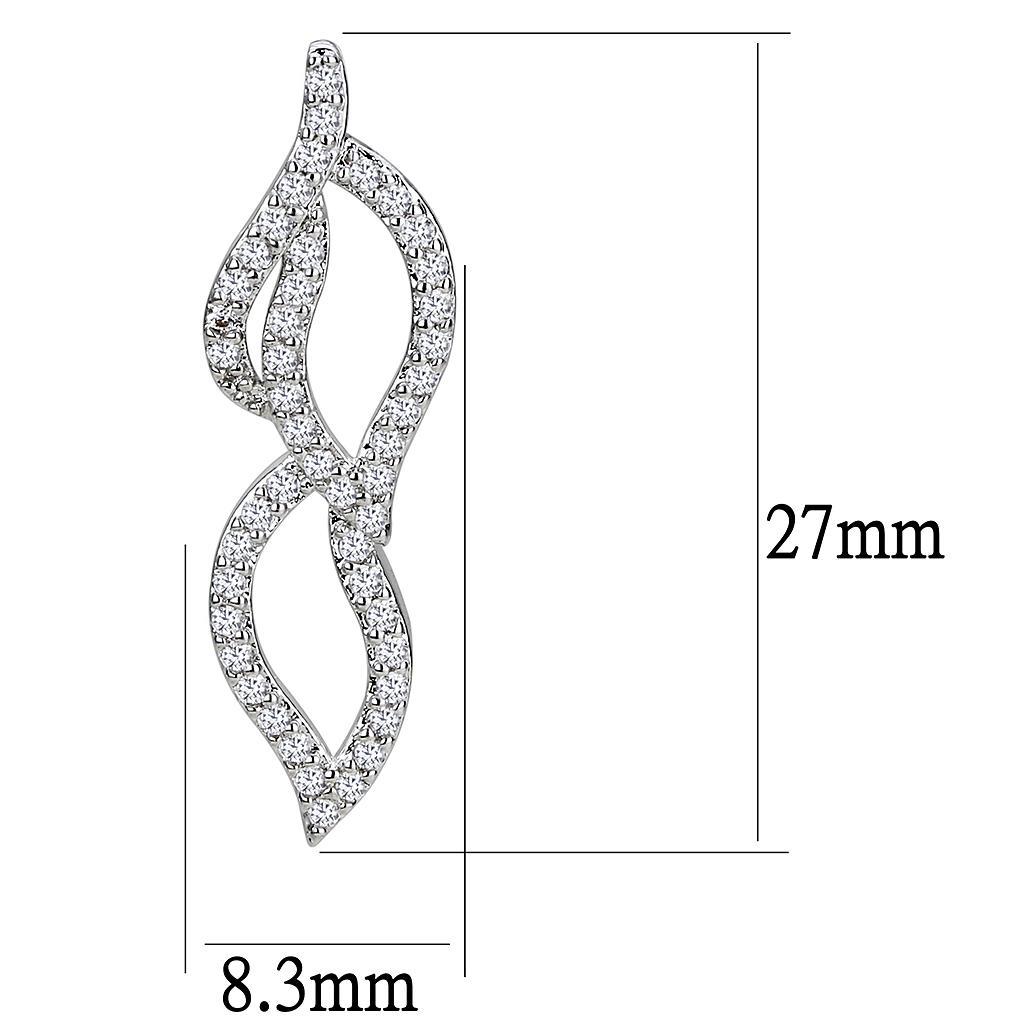 3W1418 - Rhodium Brass Jewelry Sets with AAA Grade CZ in Clear-4