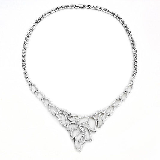 3W1420 - Rhodium Brass Jewelry Sets with AAA Grade CZ in Clear-1