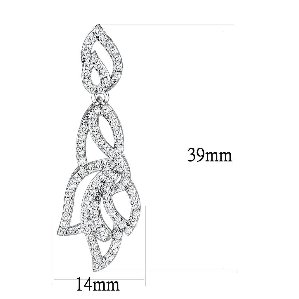 3W1420 - Rhodium Brass Jewelry Sets with AAA Grade CZ in Clear-4