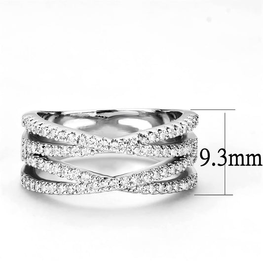 3W1450 - Rhodium Brass Ring with AAA Grade CZ in Clear-1