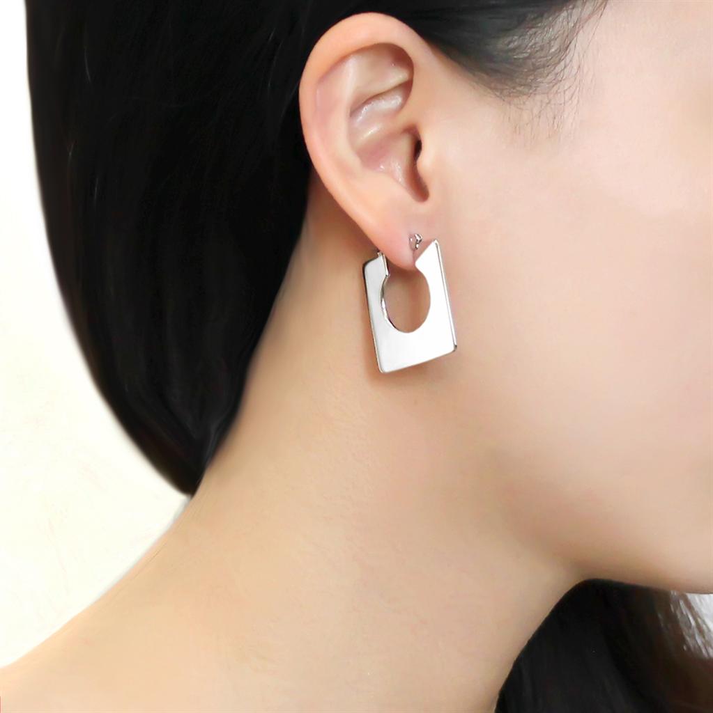 3W1500 - Rhodium Brass Earrings with No Stone Alamode