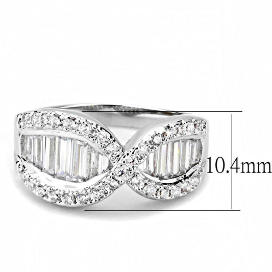 3W1518 - Rhodium Brass Ring with AAA Grade CZ in Clear-1