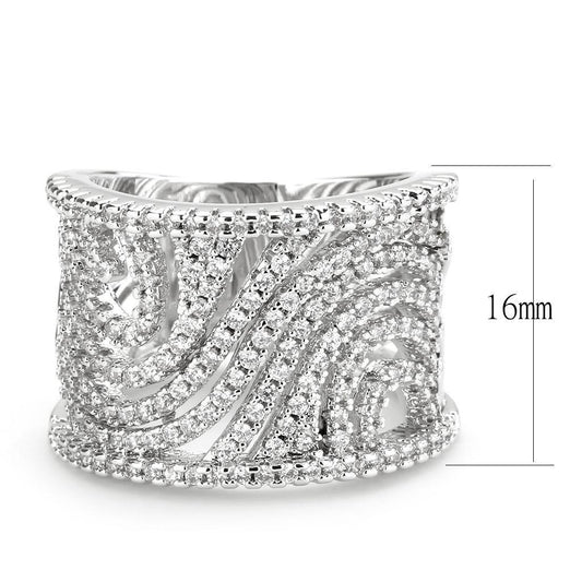 3W1548 - Rhodium Brass Ring with AAA Grade CZ in Clear Alamode