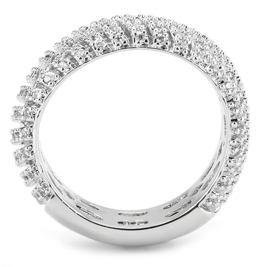 3W1550 - Rhodium Brass Ring with AAA Grade CZ in Clear Alamode