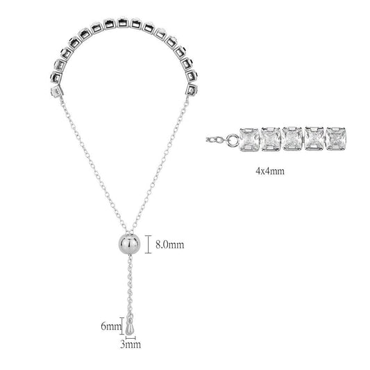 3W1670 - Rhodium Brass Bracelet with AAA Grade CZ in Clear-1