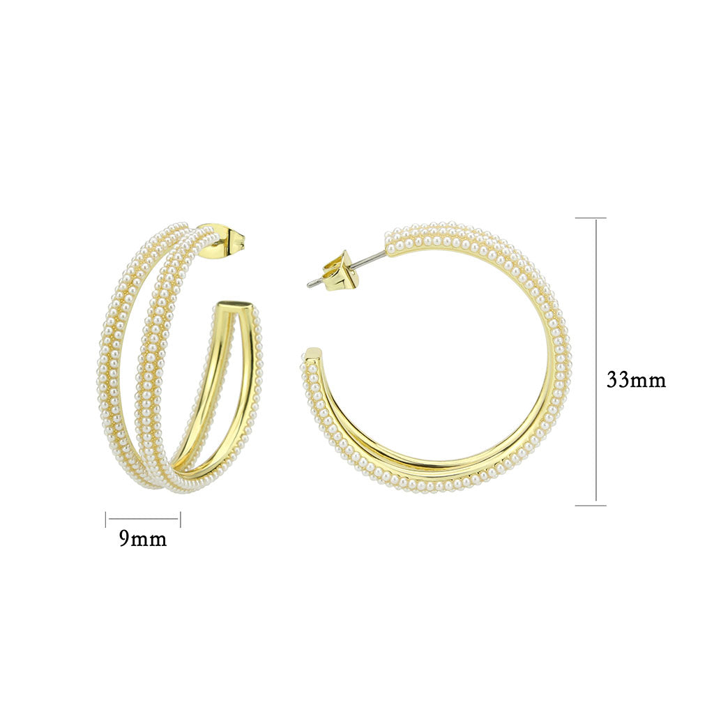3W1789 - Flash Gold Brass Earring with Synthetic in White Alamode