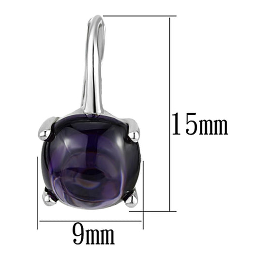 3W353 - Rhodium Brass Earrings with AAA Grade CZ in Amethyst-1