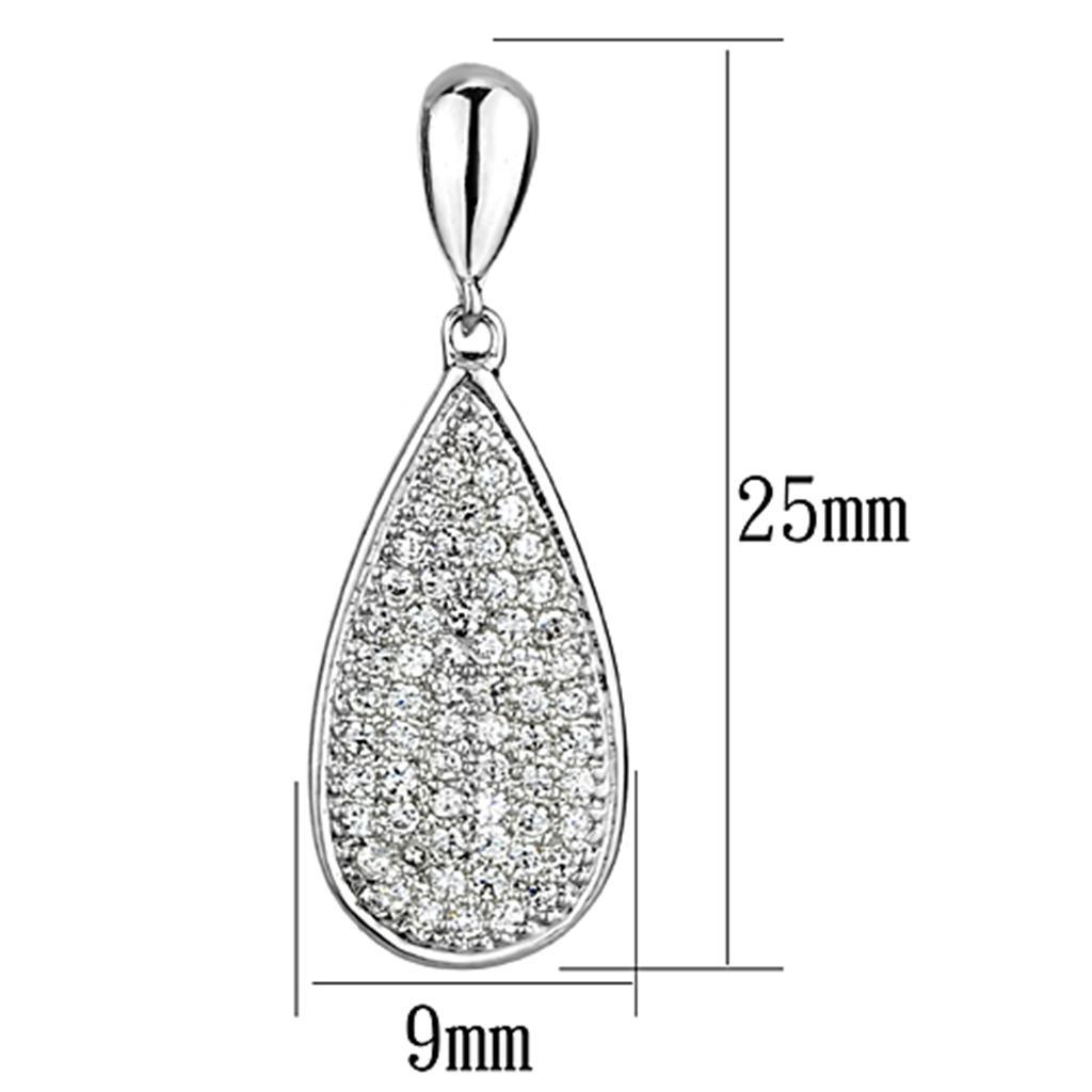 3W380 - Rhodium Brass Earrings with AAA Grade CZ in Clear-1