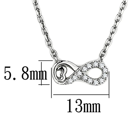 3W418 - Rhodium Brass Necklace with AAA Grade CZ in Clear-1