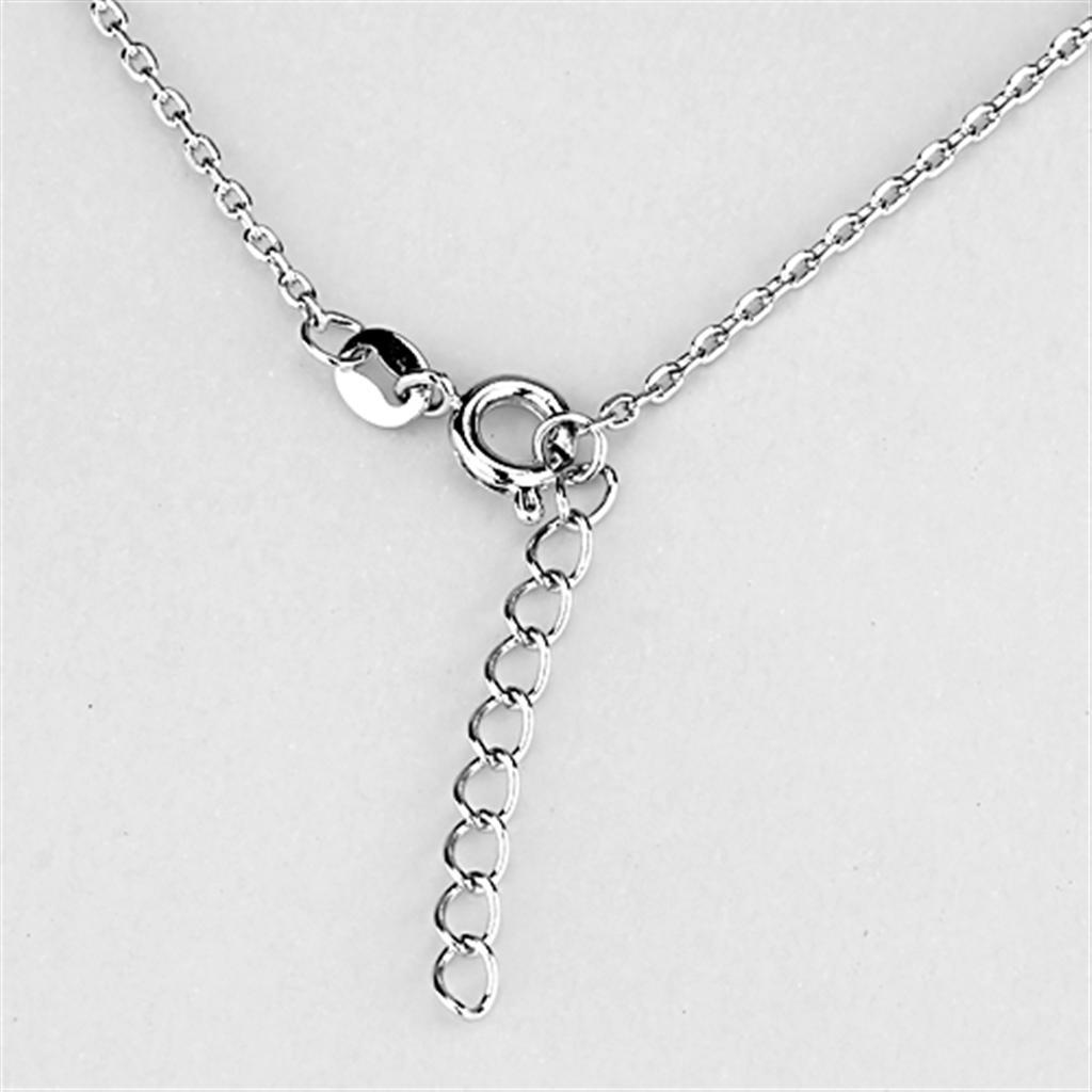 3W418 - Rhodium Brass Necklace with AAA Grade CZ in Clear-2