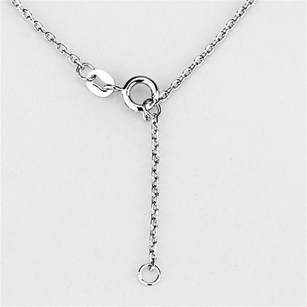 3W433 - Rhodium Brass Necklace with AAA Grade CZ in Clear-2