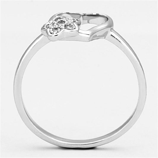 3W472 - Rhodium Brass Ring with AAA Grade CZ in Clear Alamode