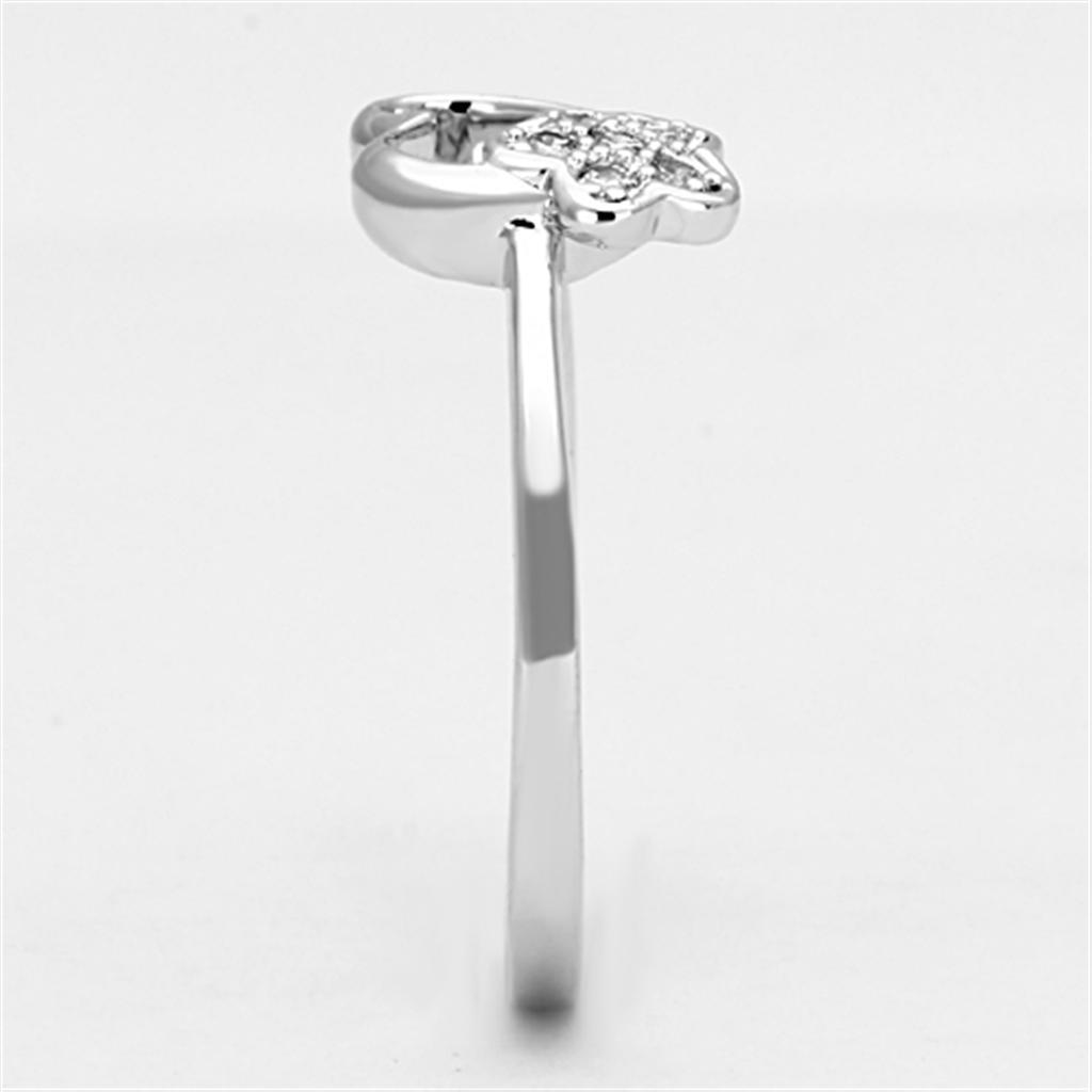 3W472 - Rhodium Brass Ring with AAA Grade CZ in Clear Alamode