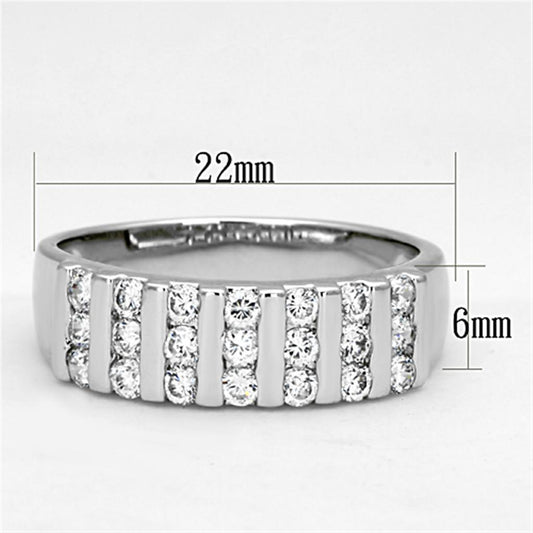 3W488 - Rhodium Brass Ring with AAA Grade CZ in Clear-1