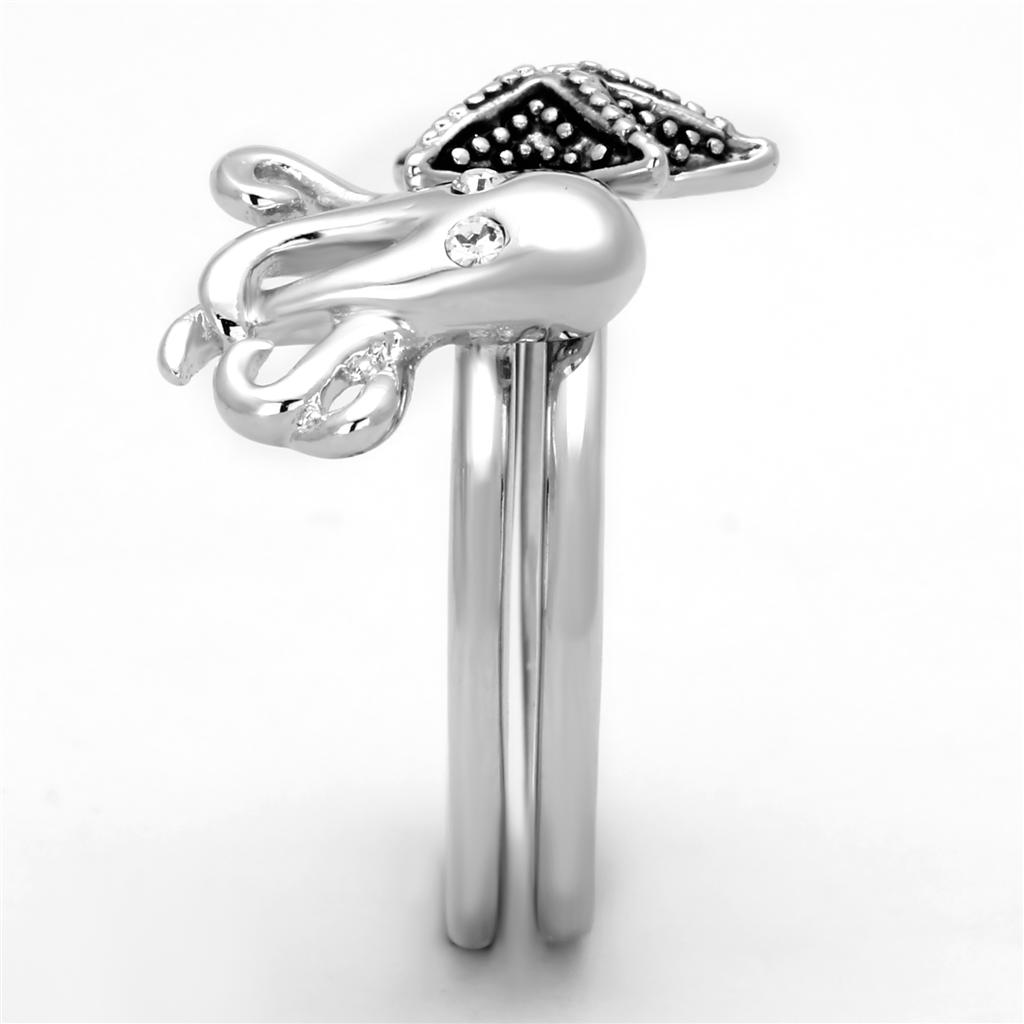 3W564 - Rhodium Brass Ring with Top Grade Crystal in Clear-3