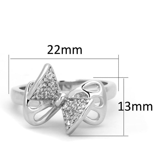 3W570 - Rhodium Brass Ring with AAA Grade CZ in Clear-1