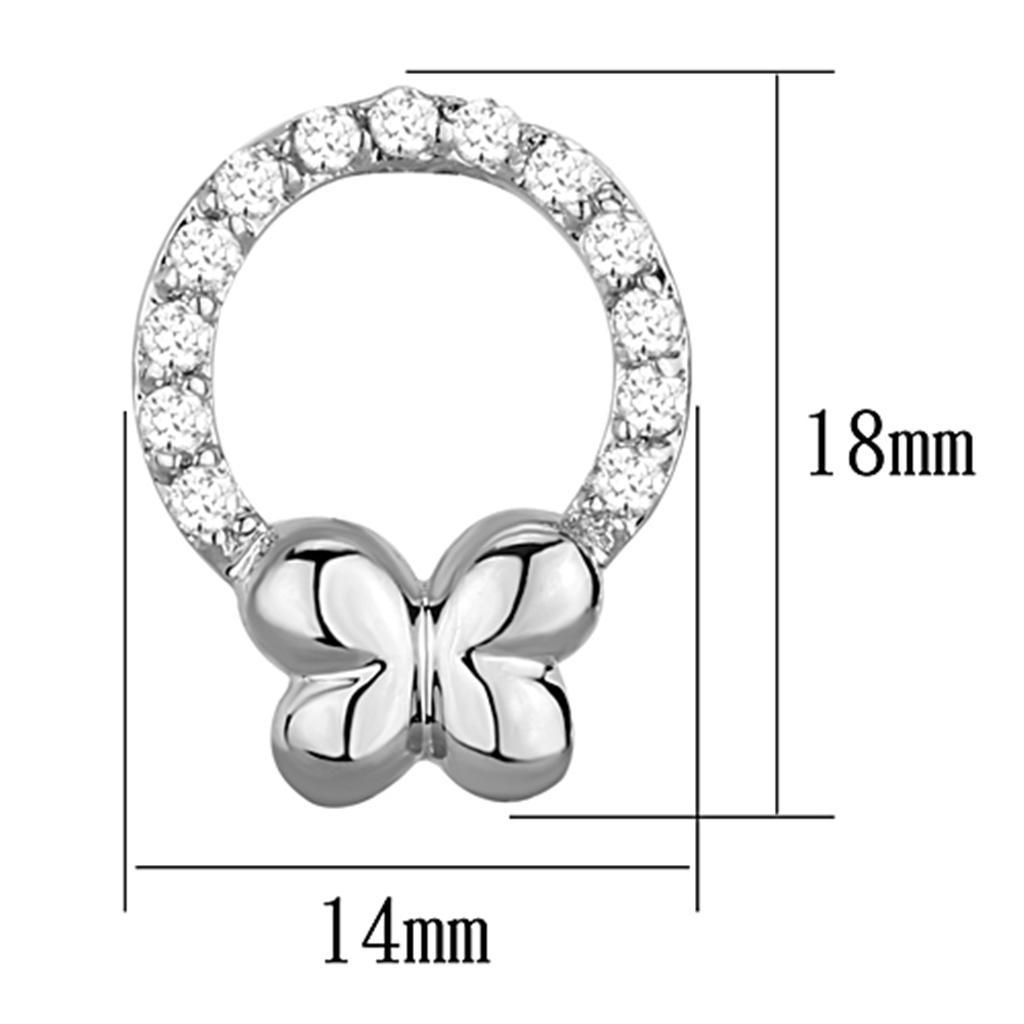 3W620 - Rhodium Brass Earrings with AAA Grade CZ in Clear-1