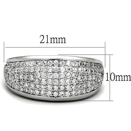 3W730 - Rhodium Brass Ring with AAA Grade CZ in Clear-1