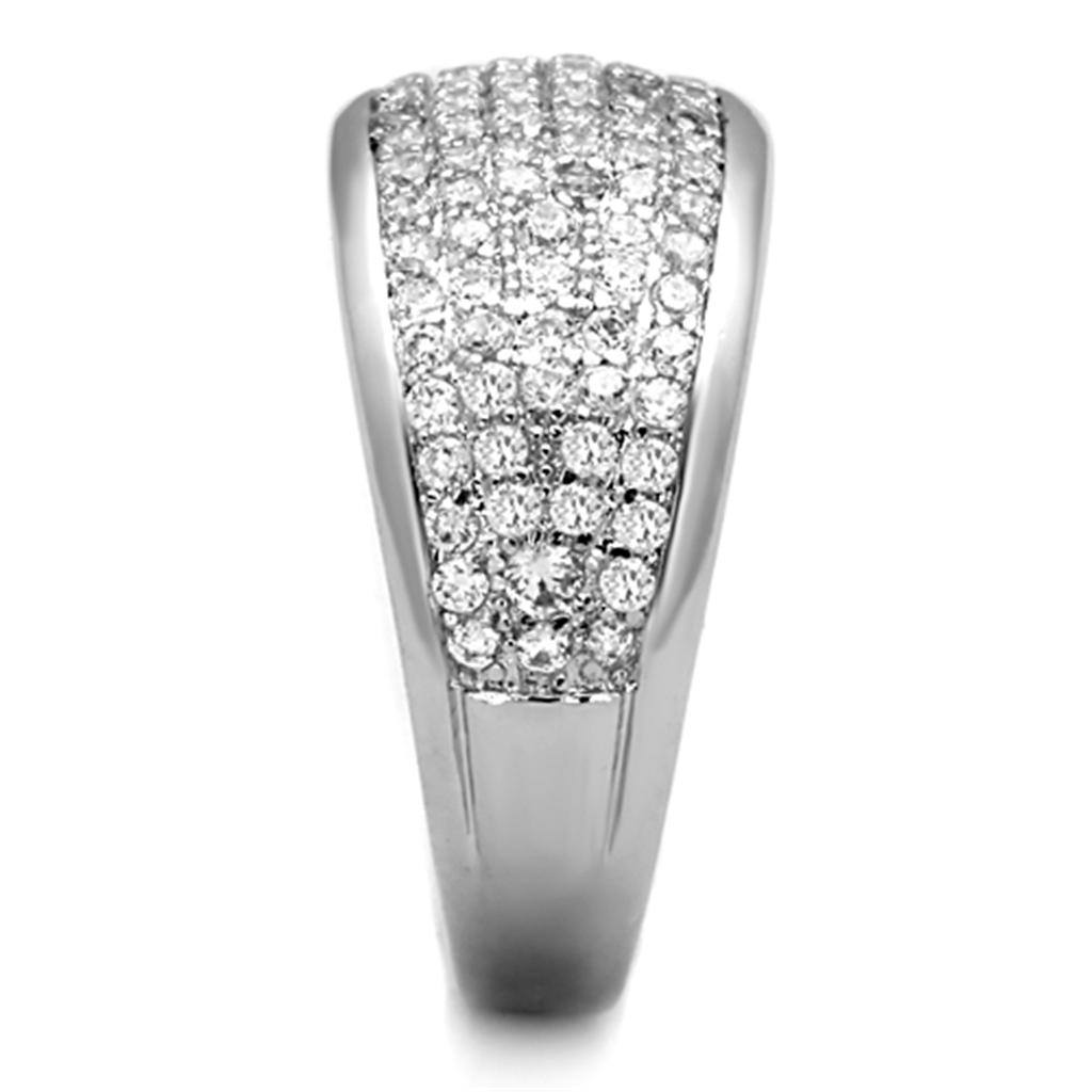3W730 - Rhodium Brass Ring with AAA Grade CZ in Clear-3