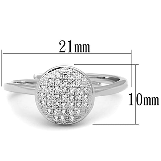 3W749 - Rhodium Brass Ring with AAA Grade CZ in Clear-1