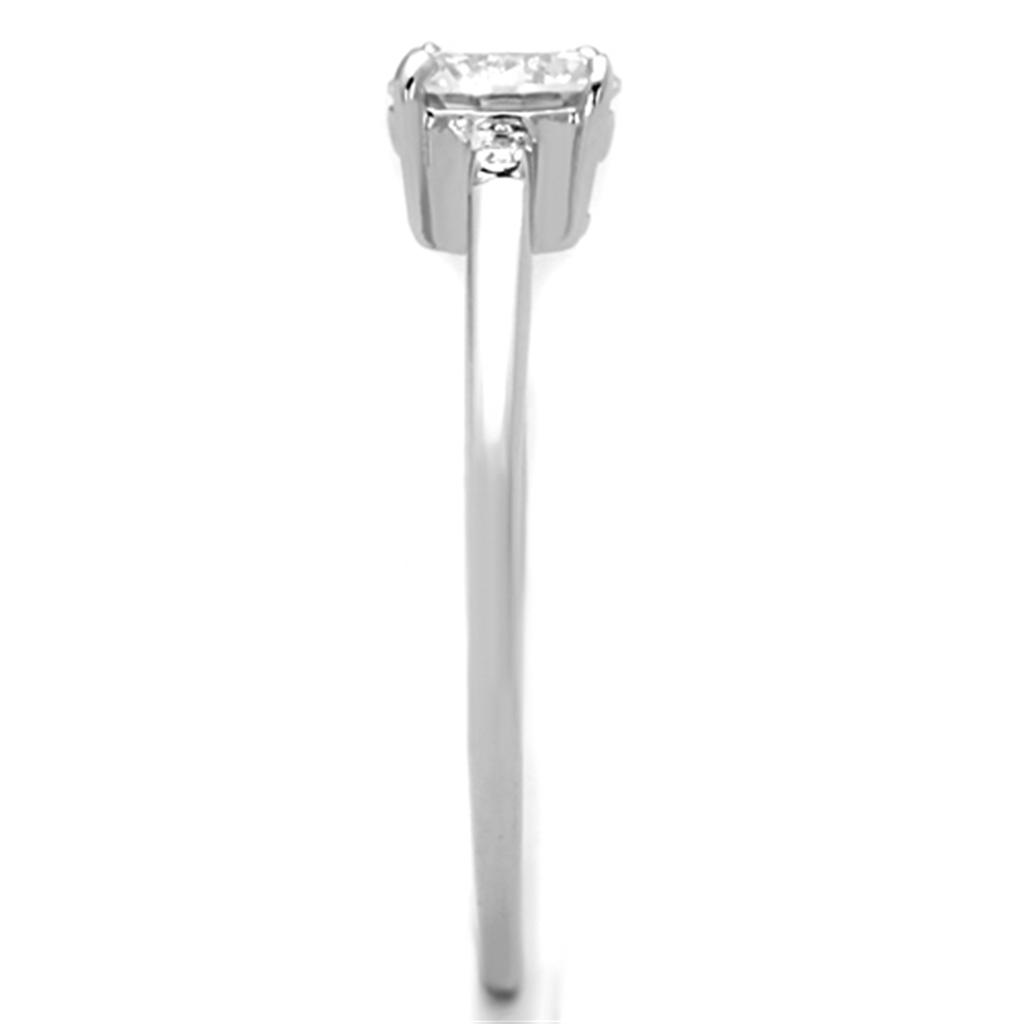 3W786 - Rhodium Brass Ring with AAA Grade CZ in Clear-3