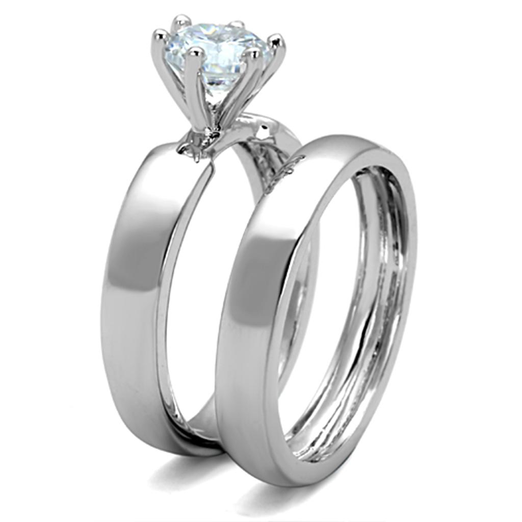 3W805 - Rhodium Brass Ring with AAA Grade CZ in Clear Alamode