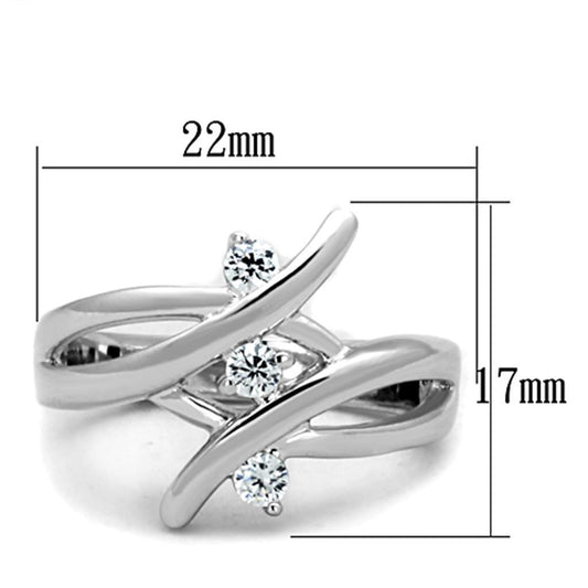 3W833 - Rhodium Brass Ring with AAA Grade CZ in Clear-1